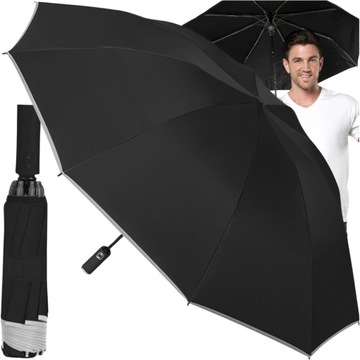 Składany Parasol masywny parasolka Automat Włókno XL duży mocny + pokrowiec