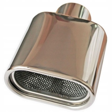 Овальный наконечник глушителя, плоская крышка из нержавеющей стали.