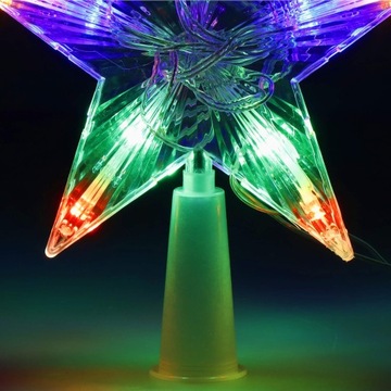 ЗВЕЗДА ДЛЯ РОЖДЕСТВЕНСКОЙ ЕЛКИ 10 СВЕТОДИОДНЫХ ТОЧЕЧНЫХ ОРНАМЕНТОВ 15 СМ ТОП МНОГОЦВЕТНЫЙ