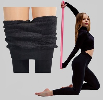 LEGGINSY OCIEPLANE CZARNE DAMSKIE OCIEPLANE GRUBYM FUTREM LEGINSY ZIMOWE