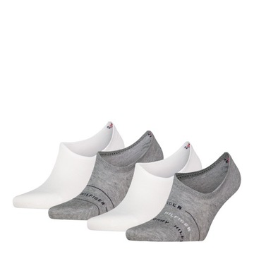 TOMMY HILFIGER SKARPETY SKARPETKI STOPKI 4P GIFTBOX SZARE/BIAŁE r.39-42
