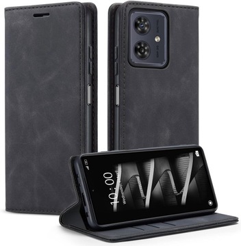 МАГНИТНЫЙ КОЖАНЫЙ ЧЕХОЛ ДЛЯ MOTOROLA MOTO G54 5G / Power Edition + СТЕКЛО