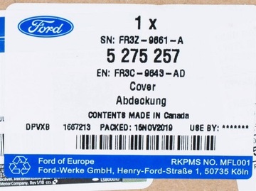 КРЫШКА ВОЗДУШНОГО ФИЛЬТРА MUSTANG 2.3 2015- _ FORD OE 5275257 _ FR3C-9643-AD