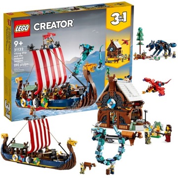 LEGO CREATOR КОРАБЛЬ ВИКИНГОВ И ЗМЕЯ МИДГАРДА 3В1 31132