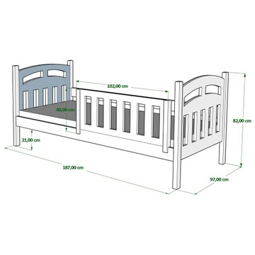 Кровать односпальная с защитным ограждением ZUZIA 180x90