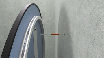 Круглое черное зеркало со светодиодной подсветкой 55 см, пескоструйной обработкой и выключателем.