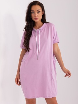 Jasnofioletowa DRESOWA sukienka basic z bawełny TUNIKA kr/rękaw 8723 S/M