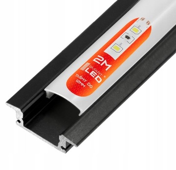 Алюминиевый ПРОФИЛЬ для светодиодной ленты черный встраиваемый абажур 2М комплект торцевых заглушек