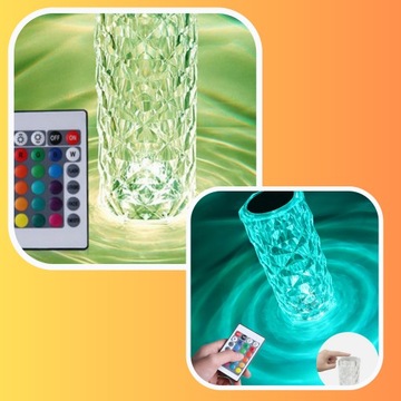 KRYSZTAŁOWA LAMPKA NOCNA LED RGB USB-C 16 KOLOR