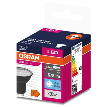 Светодиодная лампа GU10 6,9 Вт = 80 Вт 4000K 36' ЧЕРНАЯ OSRAM