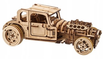 AUTO SAMOCHÓD Hot Rod Furious Mouse UGEARS DREWNIANY MODEL MECHANICZNY 3D