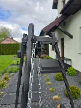 GRILL TRÓJNÓG OGRODOWY 190 CM +RUSZT 60 CHROMOWANY