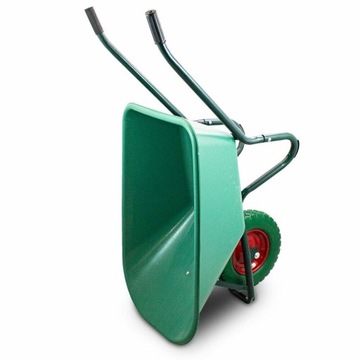 Садовая/строительная тачка Одноколесная ПУ 100л 250кг Чаша из ПВХ Зеленое колесо