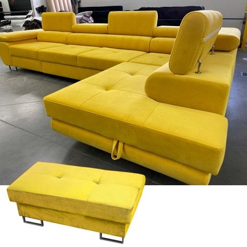 ŻÓŁTY NAROŻNIK DO SALONU WILD MAXI 350 cm + PUFA