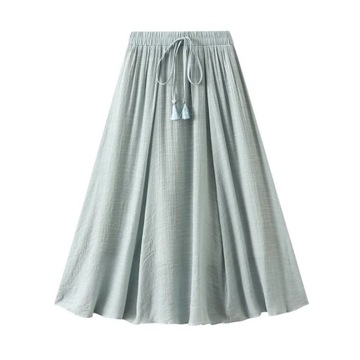 Spódnica wygodna bawełniana lniana długa spódnica dla kobiet letni koreańsk