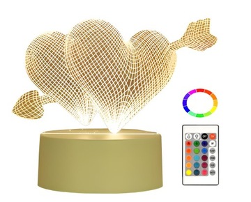 Lampka nocna LOVE2 3D usb 16 kolorów LED