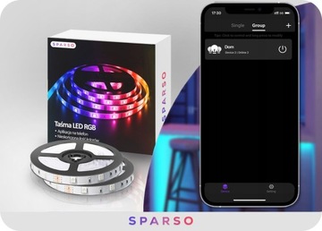 ЦВЕТНАЯ СВЕТОДИОДНАЯ ЛЕНТА RGB 5М СВЕТОДИОДОВ 230В 12В с набором ДИСТАНЦИОННОГО ПРИЛОЖЕНИЯ МУЗЫКА