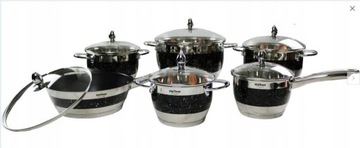 набор кастрюль, 12 штук, черный