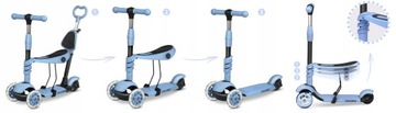БАЛАНСОВЫЙ СКУТЕР 5 В 1 ТРЕХКОЛЕСНЫЙ СИД СИНИЙ