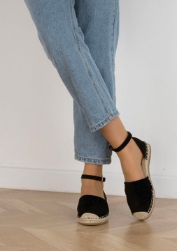 ЧЕРНЫЕ САНДАЛИИ ЭСПАДРИЛЫ С АЖУРНЫМИ ЗАВЯЗКАМИ 38