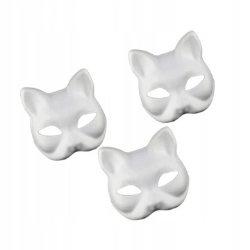 3 szt. Maska kota DIY Ręcznie malowane puste maski