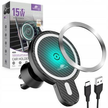 Автомобильный держатель с зарядным устройством Magsafe + Ring 15 Вт