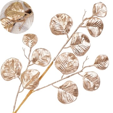 SZTUCZNE KWIATY GAŁĄZKA LIŚCIE DUŻE ZŁOTE DO WAZONU STROIK 55 cm