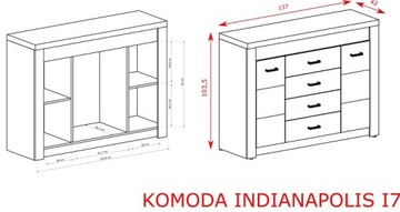 Komoda INDIANAPOLIS I7 JESION JASNY