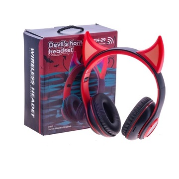 БЕСПРОВОДНЫЕ ИГРОВЫЕ НАУШНИКИ BLUETOOTH СВЕТОДИОДНЫЕ RGB СВЕТЯЩИЕСЯ ДЬЯВОЛЬСКИЕ РОЖКИ