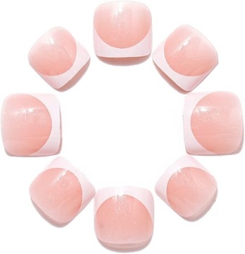 НАСКОРСТВЕННЫЕ НОГТИ НАПИСЫ ДЛЯ НОГ С СЕРЕБРЯНЫМИ БЛЕСКАМИ ФРАНЦУЗСКИЙ САМОКЛЕЯЩИЙСЯ 24 ШТ.