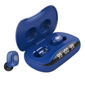 Słuchawki douszne Bluetooth 5.0 z ładowaniem 1500 mAh, niebieskie