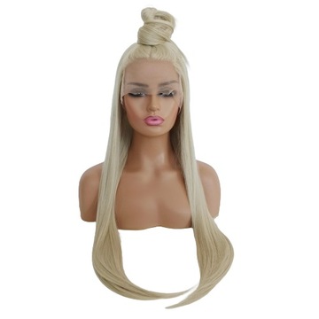 Peruka LACE FRONT platynowa platynowy Blond 40/55/80cm 2 czepki GRATIS