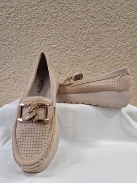 ТУФЛИ БЕЖЕВЫЕ ЗАМШЕВЫЕ МОКАСИНЫ GOODIN Размер 38