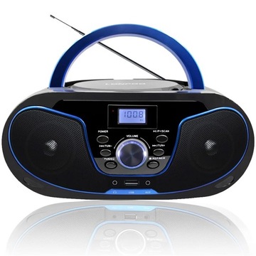 Boombox stereo z radiem FM Bluetooth USB AUX audio, zasilaniem sieciowym lu