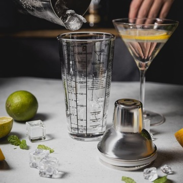 СТЕКЛЯННЫЙ барменский шейкер для напитков, коктейлей с РЕЦЕПТАМИ 400 мл