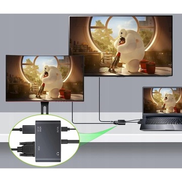 АДАПТЕР-ПРЕОБРАЗОВАТЕЛЬ VGA D-SUB В HDMI + VGA + АУДИО