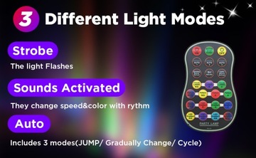 DJ DISCO STAGE LIGHT СВЕТ ДЛЯ ВЕЧЕРИНКИ С ДИСТАНЦИОННЫМ УПРАВЛЕНИЕМ - Питание от аккумулятора