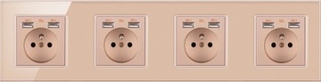 СТЕКЛЯННАЯ РОЗЕТКА ЧЕТЫРЕХРОЗЕТКА +8X USB-ЗАРЯДНОЕ УСТРОЙСТВО