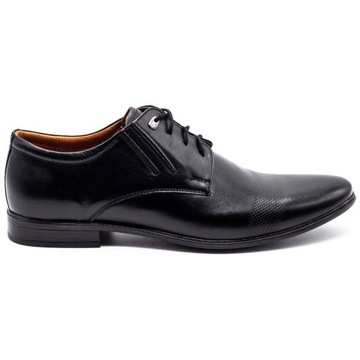 Buty męskie skórzane wizytowe 481 czarne 41