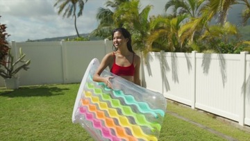 Materac 1-osob INTEX 56804 tęczowy z podgłówkiem