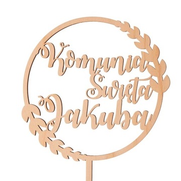 TOPPER KOMUNIA ŚWIĘTA IMIĘ NAPIS NA TORT PIERWSZA