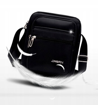 Sportowa Saszetka Torba Torebka Męska Damska na ramię czarna lekka suwak