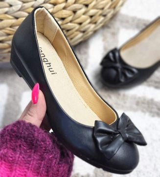 Czarne czółenka damskie buty na niskim koturnie obuwie 14607 39
