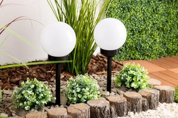 4 светодиодных садовых светильника SOLAR BALL WHITE 15 см
