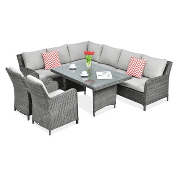 Narożnik z technorattanu modułowy KOMPLET MEBLI MARYLAND Dark Grey