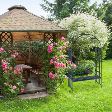 Садовая пергола LUK со скамейкой для роз, металл