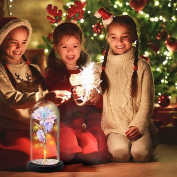 ВЕЧНАЯ РОЗА В СТЕКЛЕ, СВЕТЯЩАЯСЯ СВЕТОДИОДНАЯ ИДЕЯ ПОДАРКА На дни рождения и юбилеи