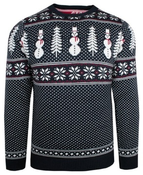 Sweter Świąteczny w Norweski Wzór - Granatowy- M