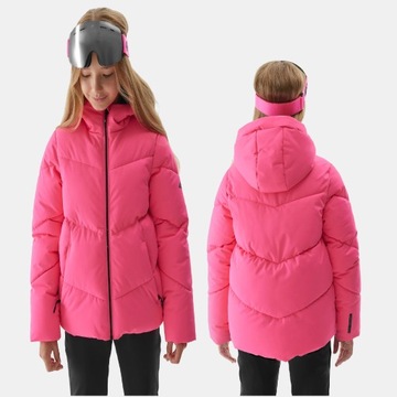 4F ДЕТСКАЯ ЗИМНЯЯ ЛЫЖНАЯ КУРТКА С КАПЮШОНОМ ДЛЯ ДЕВОЧЕК