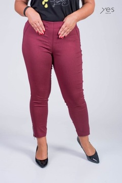 Spodnie 7/8 MIKSA z zipem bordo Plus Size 42-58 52